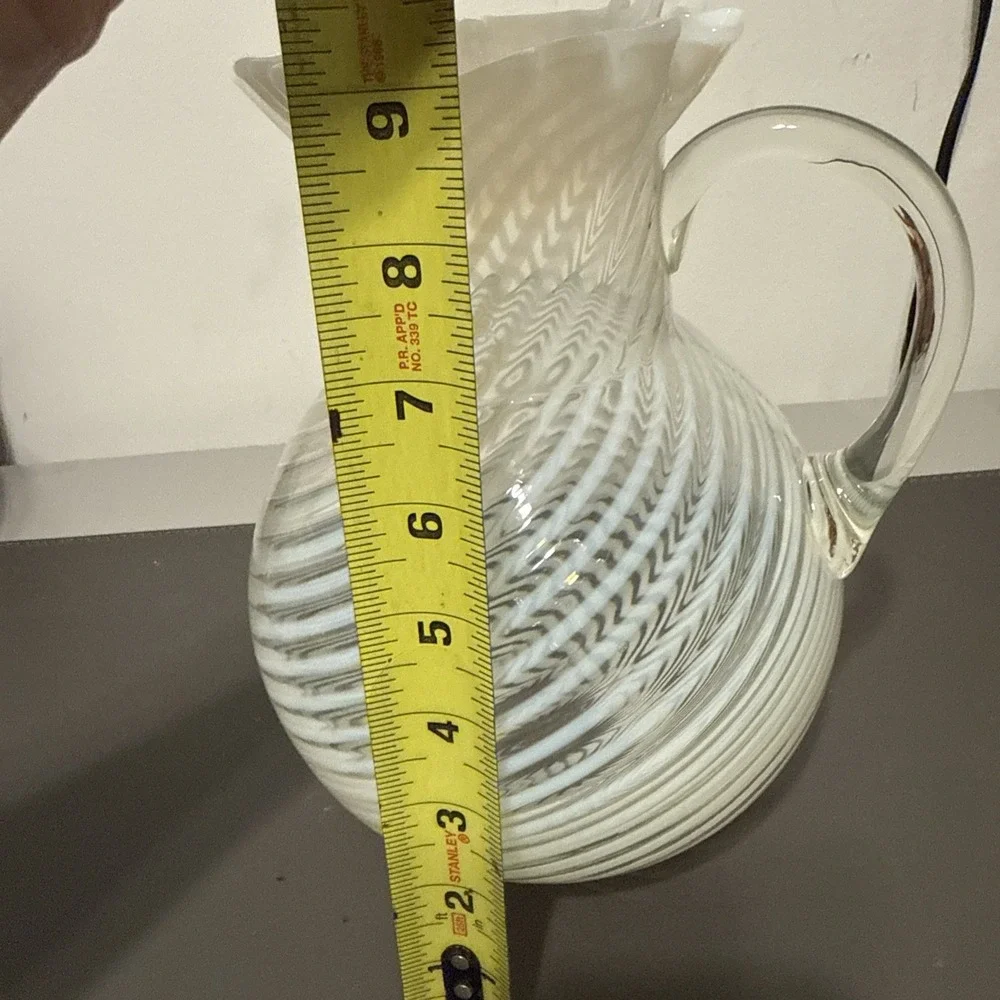 Antique Northwood White Opalescent Swirl Pitcher Victorian Glass 9in